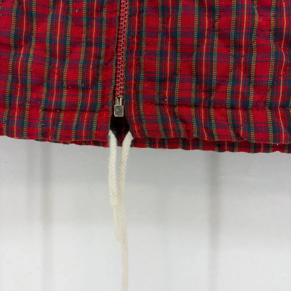 Vintage Doe-Spun Toddler Girls Red Plaid Quilted Hooded Jacket Lace Trim 24M